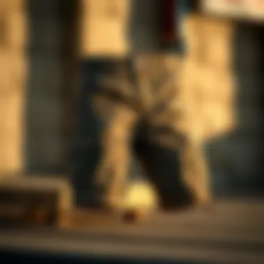 A stylish pair of cargo shorts on a wooden surface