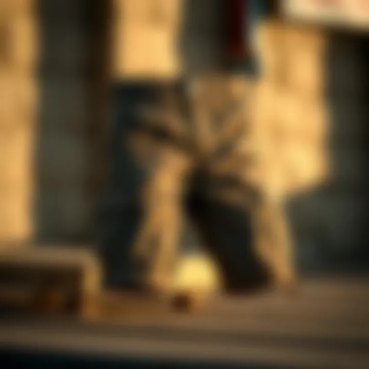 A stylish pair of cargo shorts on a wooden surface