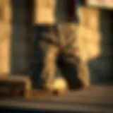 Stylish Academy Cargo Shorts A stylish pair of cargo shorts on a wooden surface