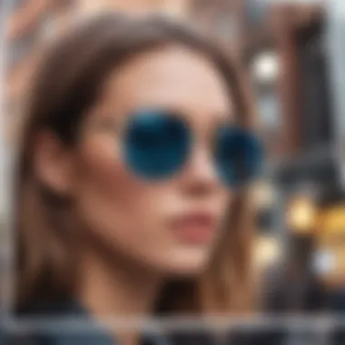 Trendy individual wearing acrylic frame sunglasses in a urban setting