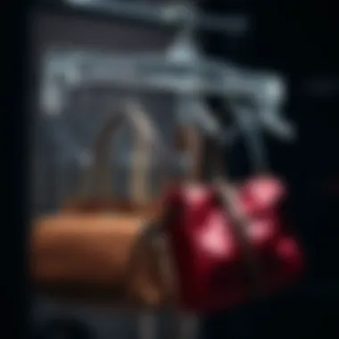 Elegant Display of Acrylic Purse Hanger Elegant acrylic purse hanger showcasing multiple bags