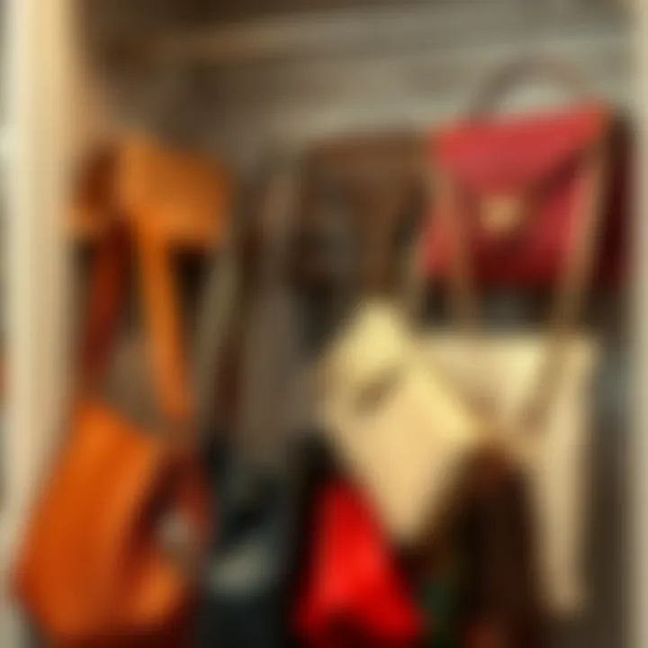 Variety of Purse Styles Organized Variety of purse styles neatly organized with hangers