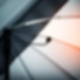 Close-up of an anti-wind umbrella showcasing its reinforced structure