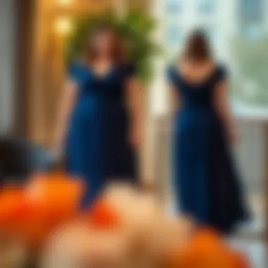 Comfortable and chic plus-size bridesmaid dress in navy