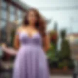 Elegant plus-size bridesmaid dress in soft lavender