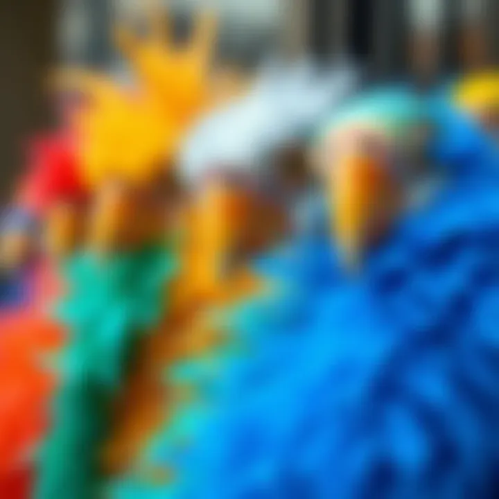 Vibrant boas in various colors showcasing individuality