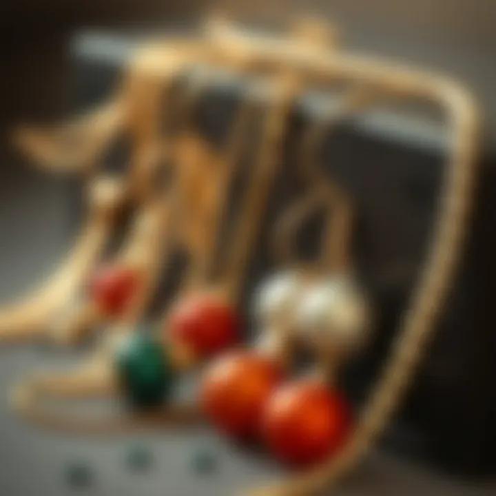 Variety of materials used for earring chains