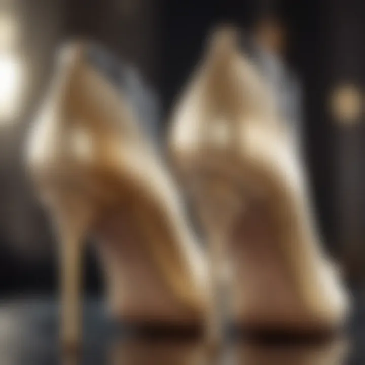 Close-up of champagne heels showcasing craftsmanship