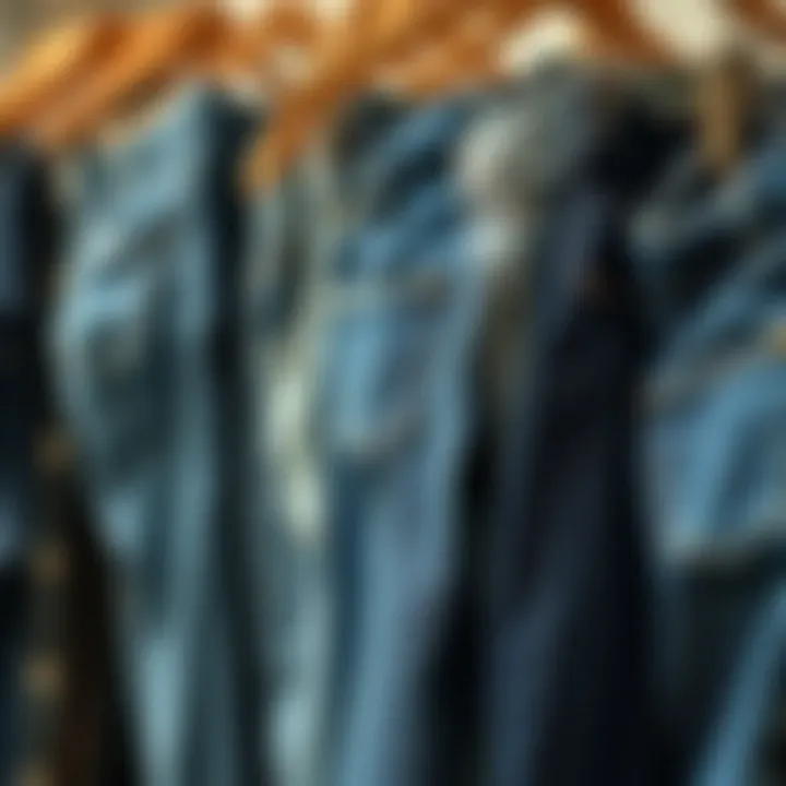Diverse styles of denim jeans displayed together