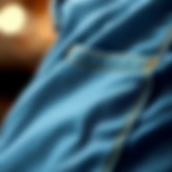 Close-up of high-quality denim fabric