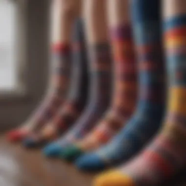 Close-up of unique patterns on personalized socks