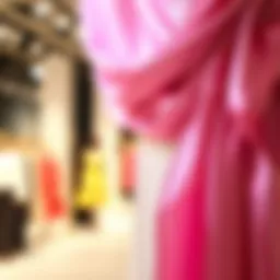 Elegant draping of 2.5 satin ribbons in a fashion design showcase.