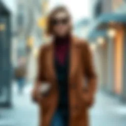 Elegant winter office outfit featuring a tailored coat and stylish accessories