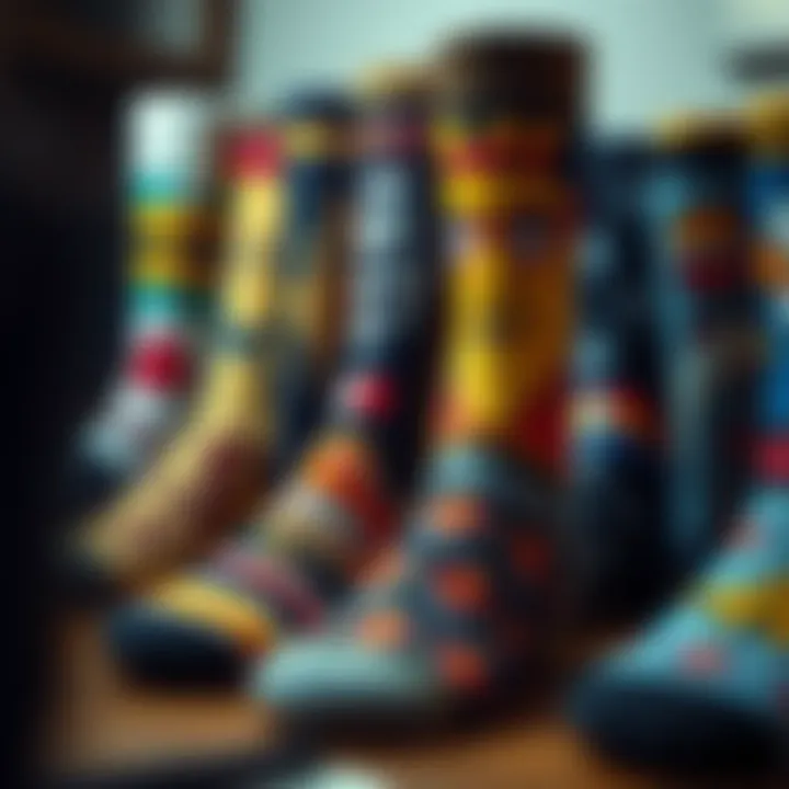 A collection of custom socks featuring various images