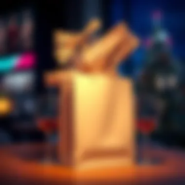 Elegant hangover gift bag filled with thoughtful items