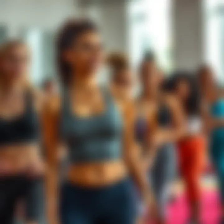 Group of diverse individuals wearing shapewear during a workout class