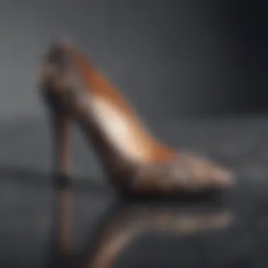 Close-up of materials used in stylish dress pumps