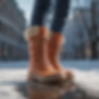 Fashionable Academy snow boots paired with winter attire