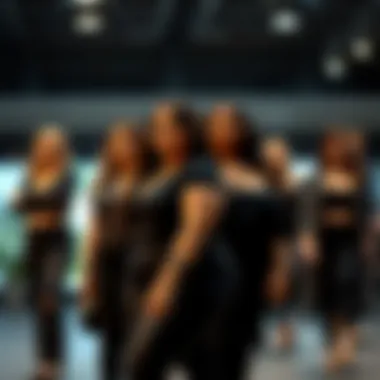 Trendy plus size models showcasing black skinny jeans