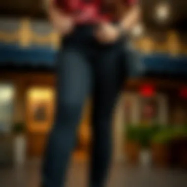 Stylish black skinny jeans paired with a vibrant top