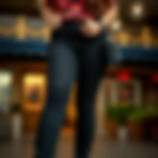 Stylish black skinny jeans paired with a vibrant top