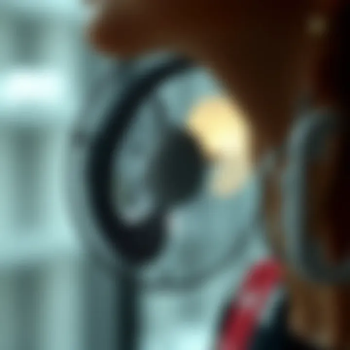 Close-up view of the bladeless technology in the neck fan