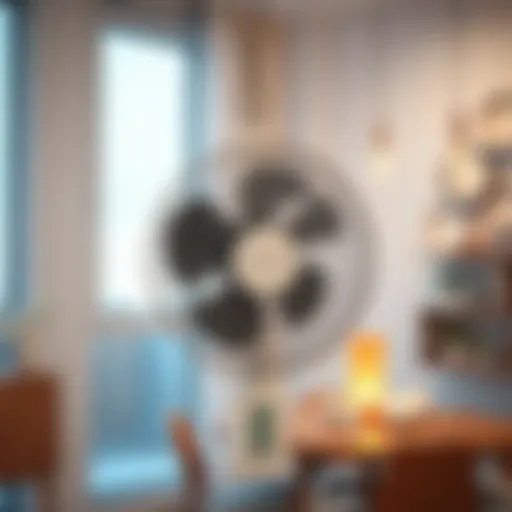 A stylish bladeless hanging neck fan in a modern setting