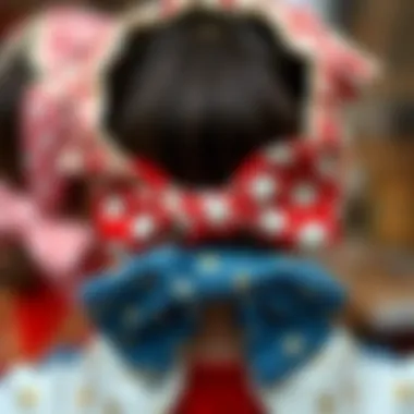 Detailed Craftsmanship in Bowtie Headbands Close-up of intricately designed bowtie headbands