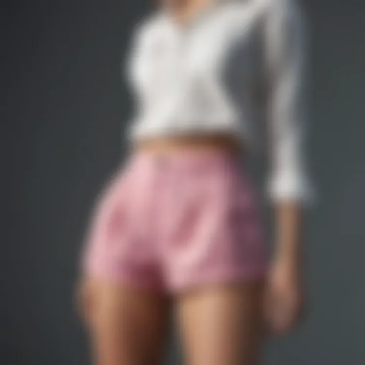 Fashionable outfit incorporating boxer shorts with button fly styled for casual wear