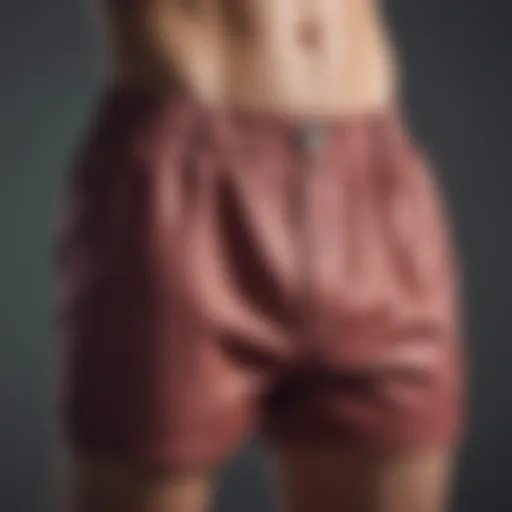 A stylish pair of boxer shorts showcasing a button fly feature against a textured backdrop