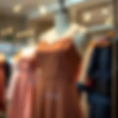 Elegant display of a brown spaghetti strap dress on a mannequin