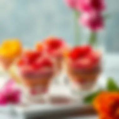 Elegant flower-shaped dessert cups adorned with vibrant colors