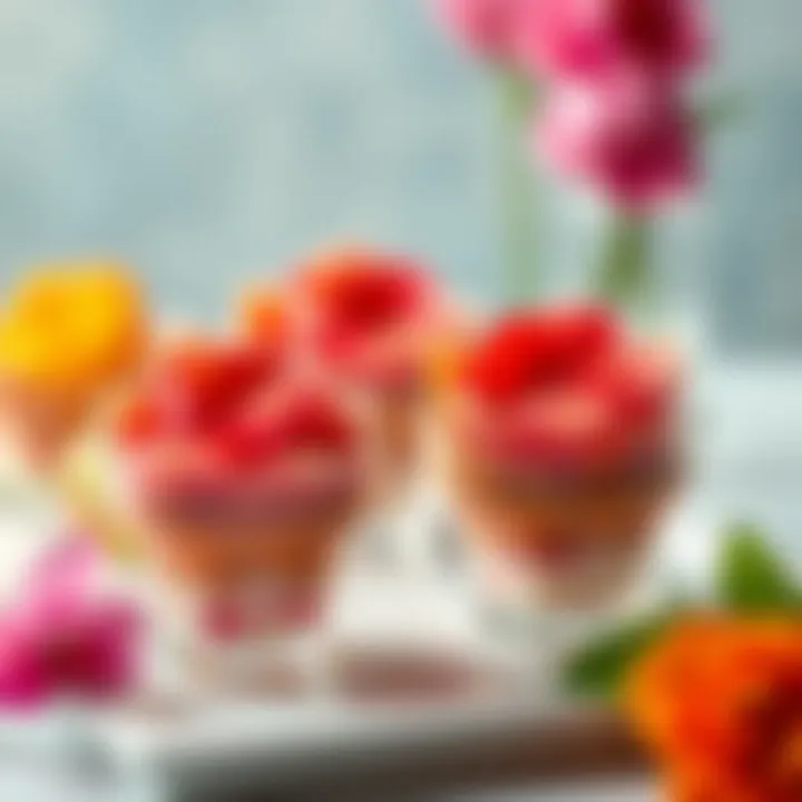 Elegant flower-shaped dessert cups adorned with vibrant colors