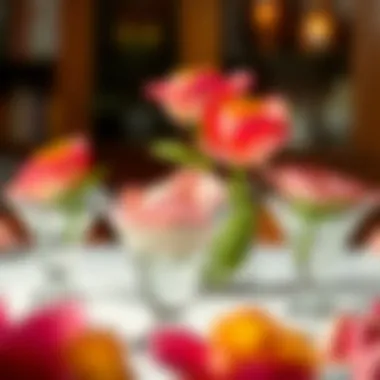 Artfully arranged dessert cups on a table as a centerpiece