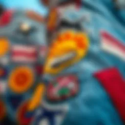 Colorful patch designs on denim jeans showcasing creativity