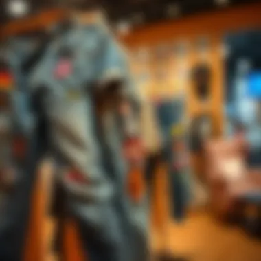 Stylish jeans with patches displayed in a fashionable setting