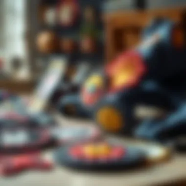 A variety of fun patches arranged artistically on a table