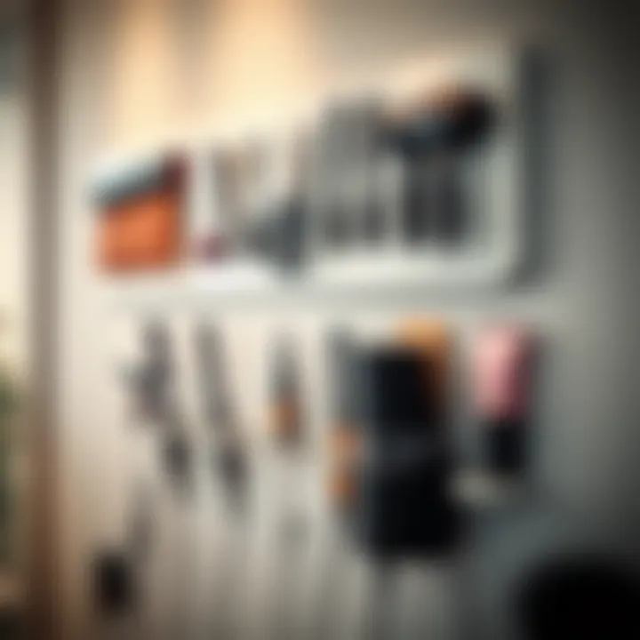 Variety of contemporary hair tools displayed on a modern wall mount