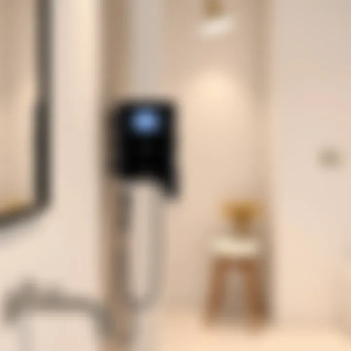 Installation of a hair tools wall mount in a chic bathroom setting