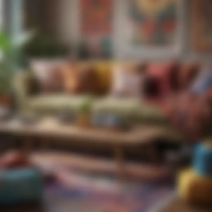 Natural materials and colorful textiles in decor