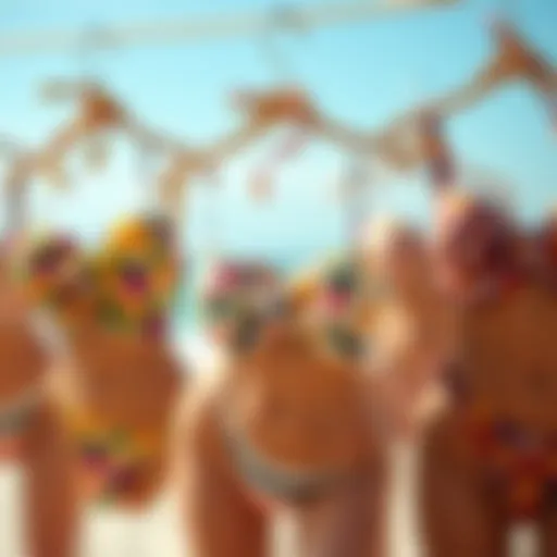 A stunning display of a variety of knotted swimsuits in vibrant colors and patterns