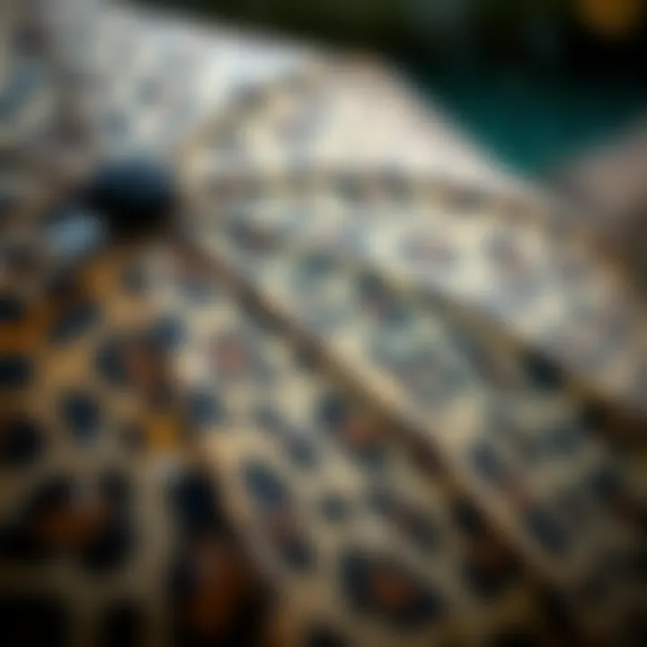 Close-up of a stylish leopard print umbrella with raindrops