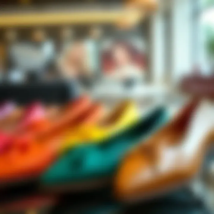 An elegant display of multi-colored flats arranged on a stylish backdrop.