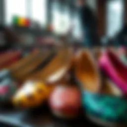 A vibrant selection of multi-colored flats showcasing different patterns and textures.