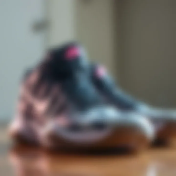 Close-up of innovative design features in Nike low-top basketball shoes