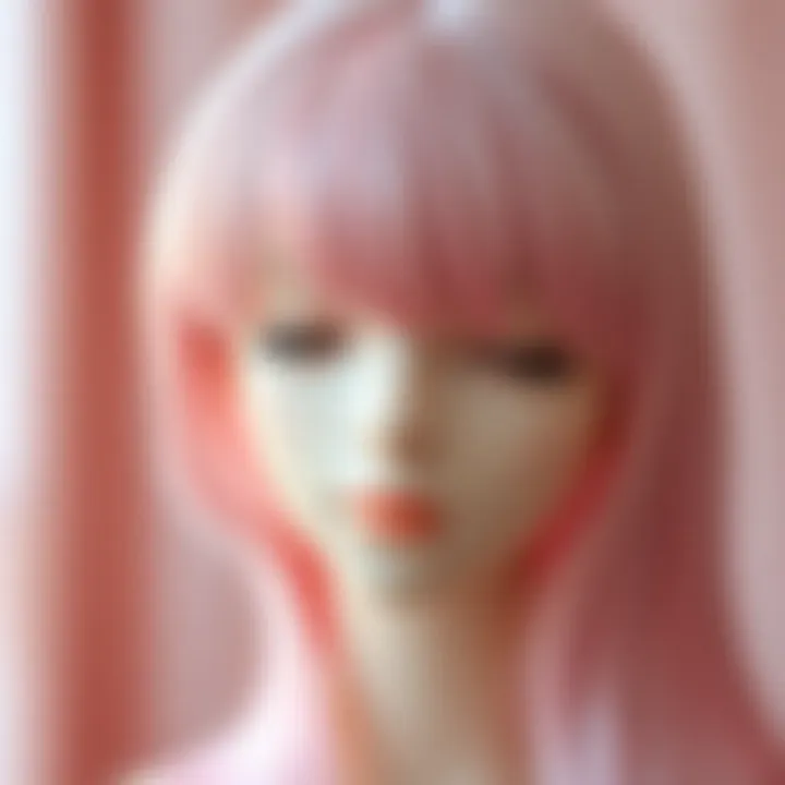 Elegant Pastel Pink Wig Detail Close-up of a pastel pink wig against a soft background.