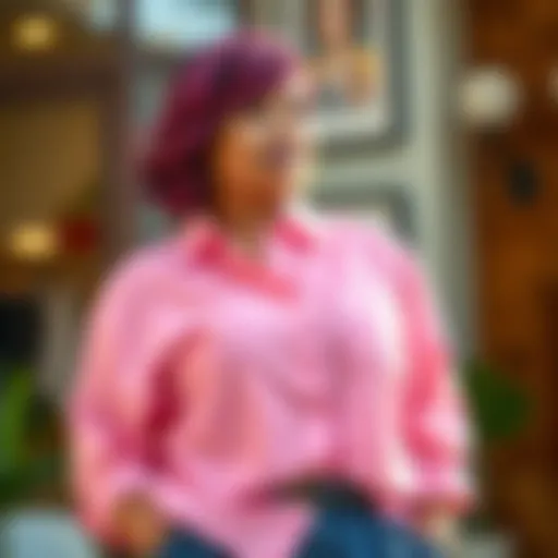 Elegant plus size cotton shirt in vibrant color