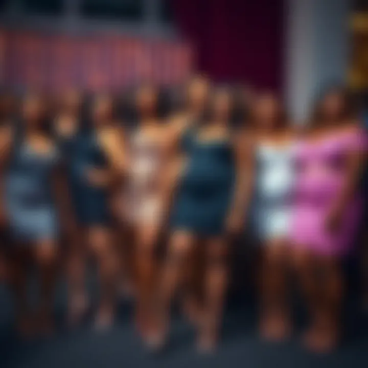 Diverse group celebrating body positivity in mini dresses