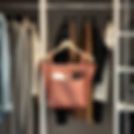 Stylish pocket hanger organizer displayed in a modern wardrobe