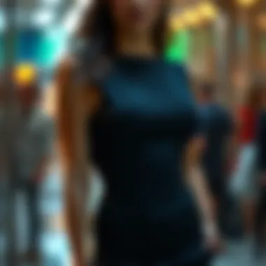 Fashion model showcasing a fitted dress with push-up inserts